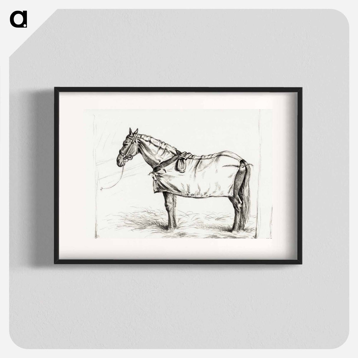 Horse standing in stable with blanket - ジャン ベルナール Poster.