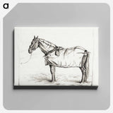 アートパネル-Horse standing in stable with blanket - ジャン ベルナール Canvas.