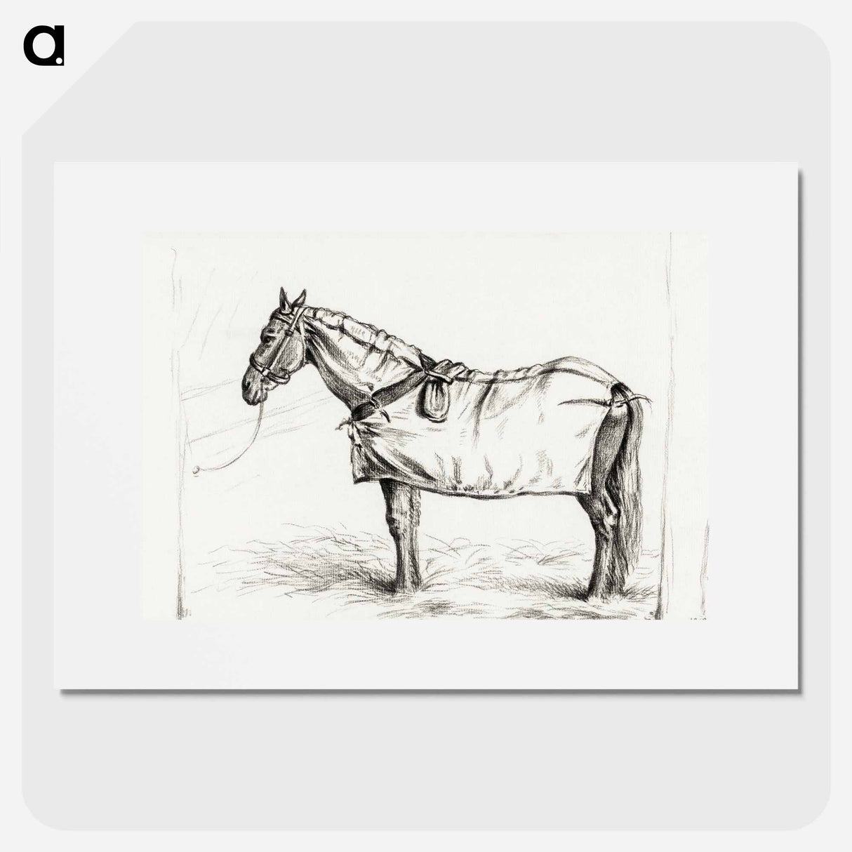 Horse standing in stable with blanket - ジャン ベルナール Poster.
