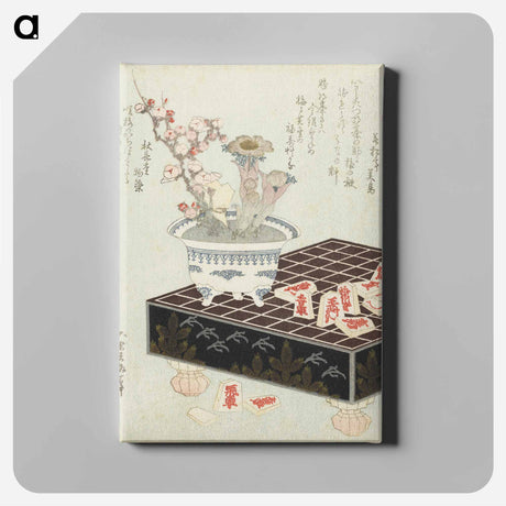 アートパネル-A comparison of Genroku poems and shells - 葛飾 北斎 Canvas.