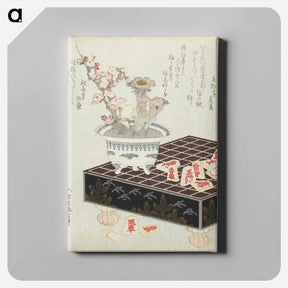 アートパネル-A comparison of Genroku poems and shells - 葛飾 北斎 Canvas.