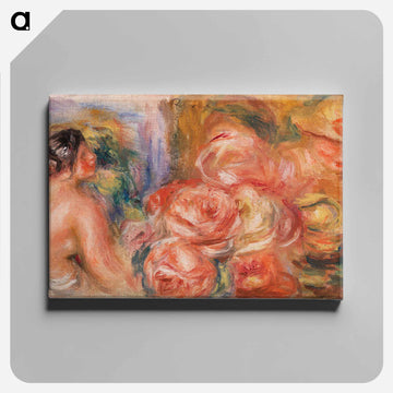 Roses and Small Nude - ピエール オーギュスト ルノワール Canvas.