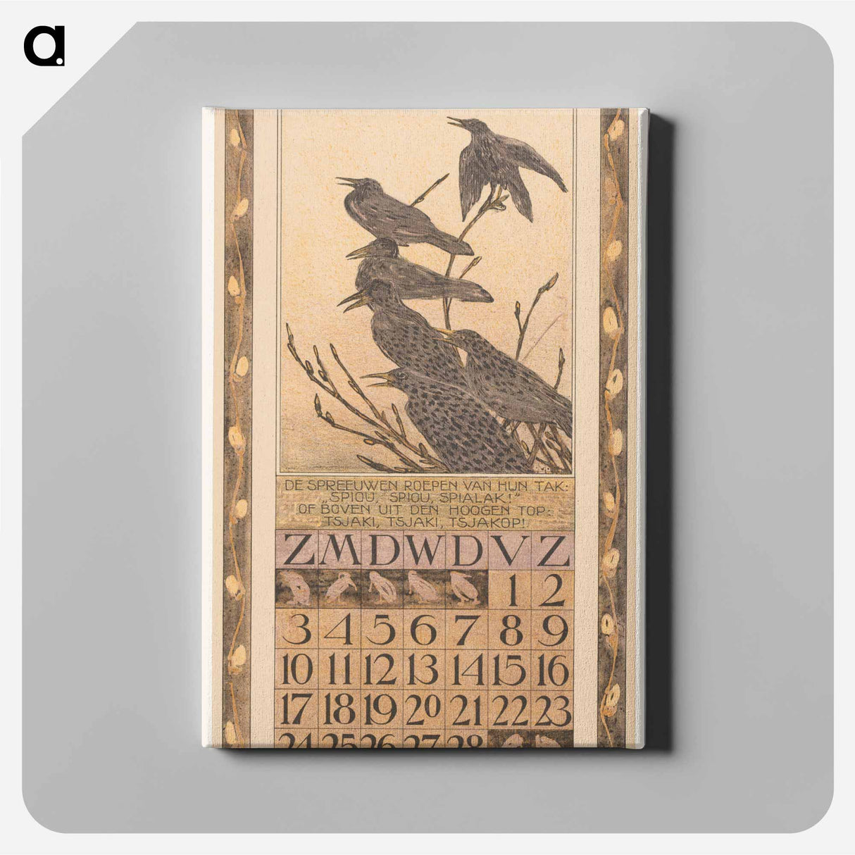 Kalenderblad februari met spreeuwen - テオ ヴァン ホイテマ Canvas.