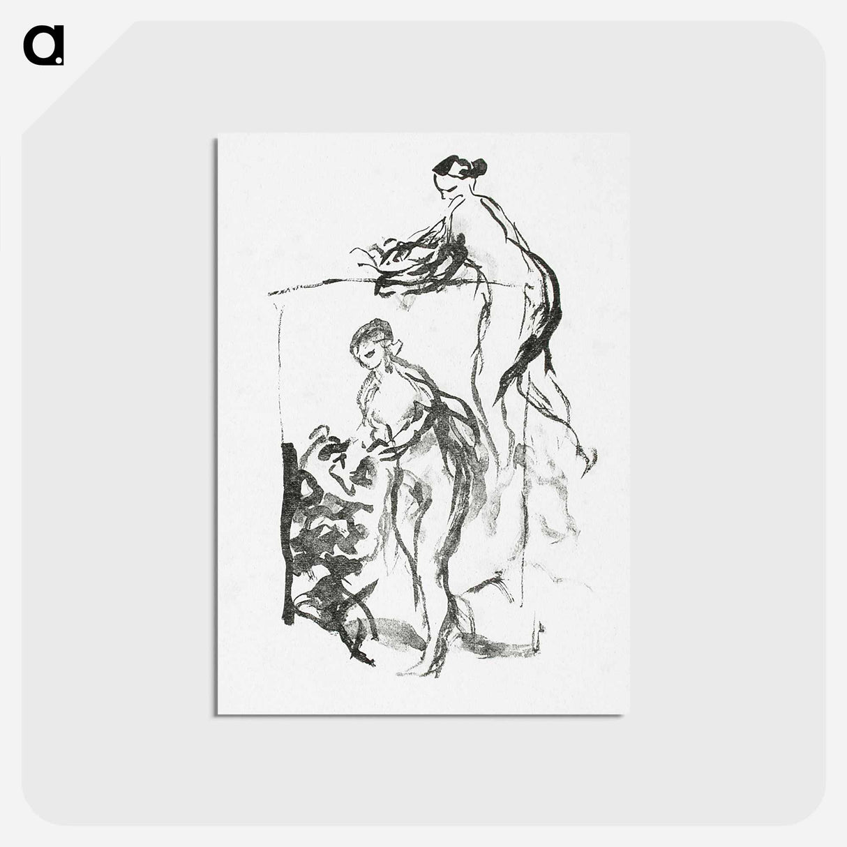 アートポストカード-Femme au cep de vigne, troisiéme variante - ピエール オーギュスト ルノワール Postcard.