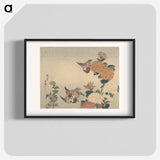アートポスター-Sparrows and Chrysanthemums - 葛飾 北斎 Poster.