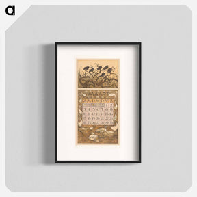 アートポスター-Kalenderblad maart met spreeuwen en eenden - テオ ヴァン ホイテマ Poster.