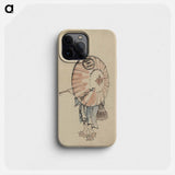 傘を差して歩く人物（下絵） - 葛飾 北斎 Phone Case.