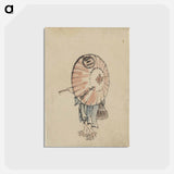 アートポストカード-A person walking to the left, mostly obscured by an open parasol carried over the shoulder, wearing kimono and geta, and carrying a bag in right hand by Katsushika Hokusai - 葛飾 北斎 Postcard.