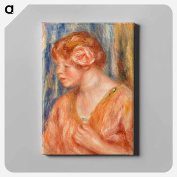 Young Woman with Rose - ピエール オーギュスト ルノワール Canvas.
