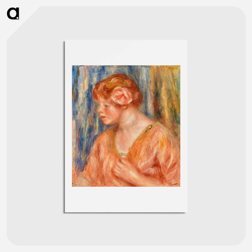Young Woman with Rose - ピエール オーギュスト ルノワール Postcard.