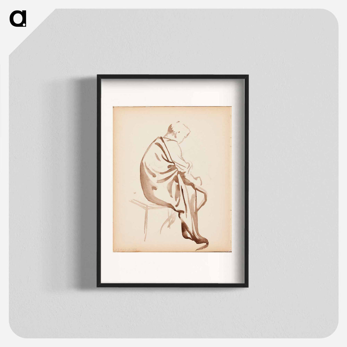 Istuva mies, luonnos mahdollisesti maalaukseen paimenten kumarrus - アルバート エーデルフェルト Poster.