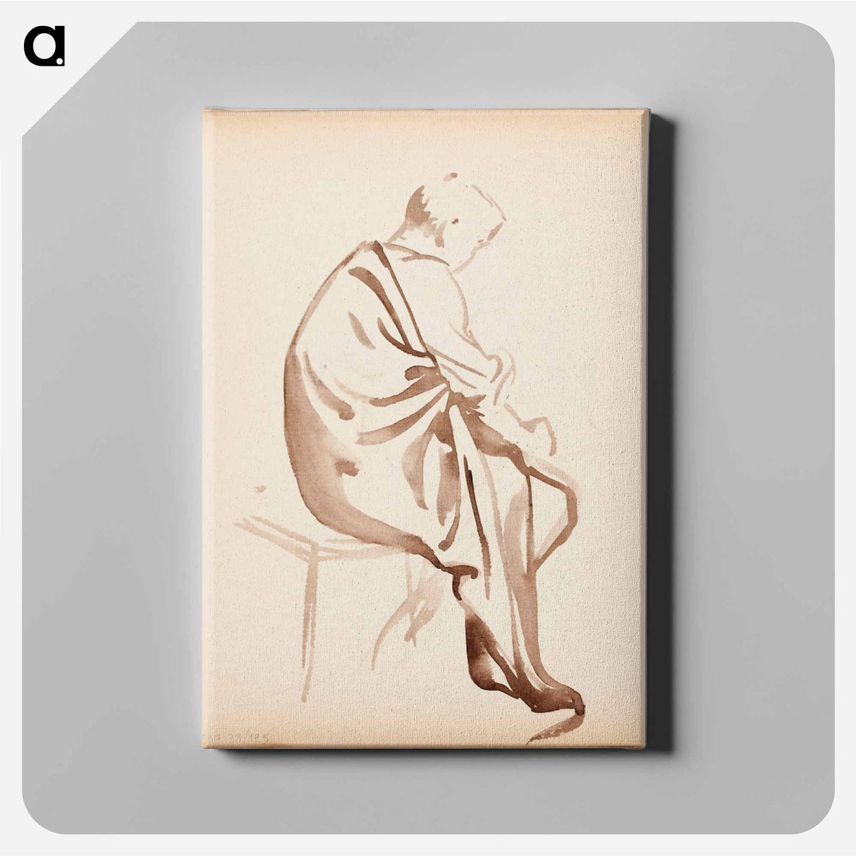 Istuva mies, luonnos mahdollisesti maalaukseen paimenten kumarrus - アルバート エーデルフェルト Canvas.