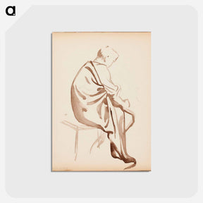 アートポストカード-Istuva mies, luonnos mahdollisesti maalaukseen paimenten kumarrus - アルバート エーデルフェルト Postcard.