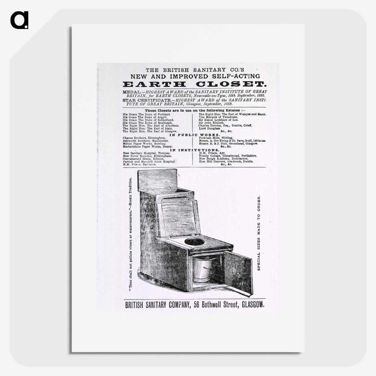 アートポスター-New and Improved Self-Acting Earth Closet
 - 国立医学図書館 Poster.