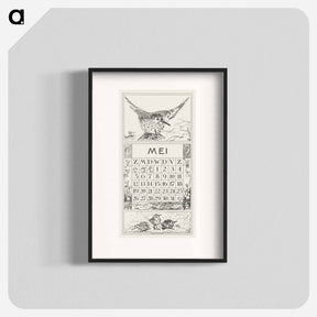 アートポスター-Kalenderblad mei met vliegende vogel - テオ ヴァン ホイテマ Poster.