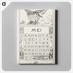 アートパネル-Kalenderblad mei met vliegende vogel - テオ ヴァン ホイテマ Canvas.
