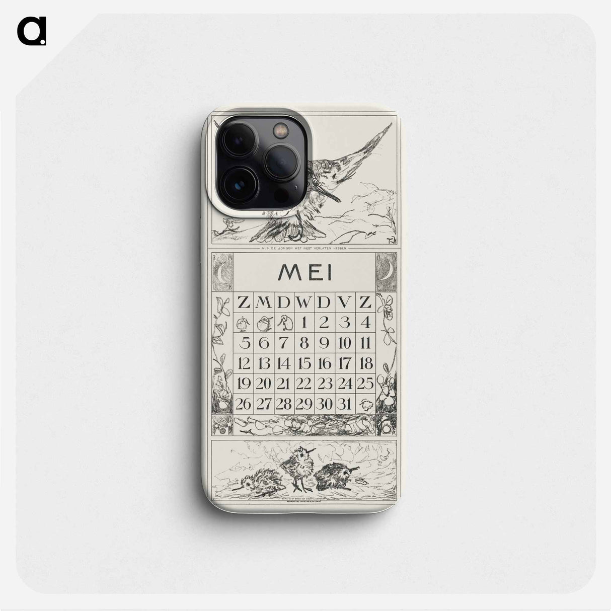 Kalenderblad mei met vliegende vogel - テオ ヴァン ホイテマ Phone Case.