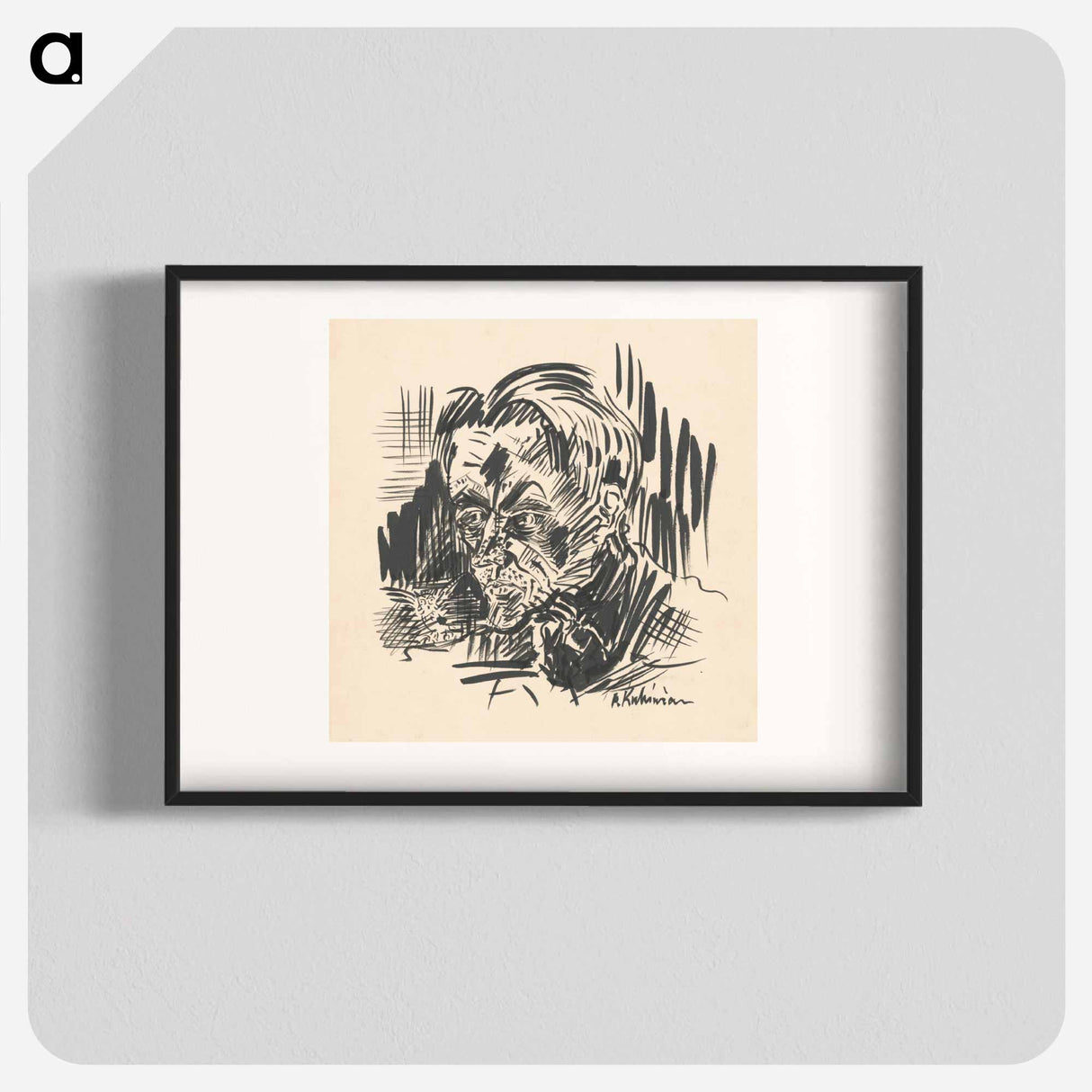 Head of a man with an owl - アーノルド ピーター ワイズ クビンチャン Poster.