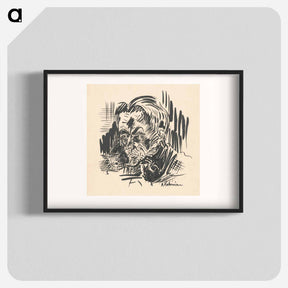 アートポスター-Head of a man with an owl - アーノルド ピーター ワイズ クビンチャン Poster.