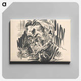 Head of a man with an owl - アーノルド ピーター ワイズ クビンチャン Canvas.