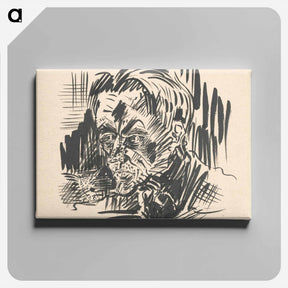 アートパネル-Head of a man with an owl - アーノルド ピーター ワイズ クビンチャン Canvas.