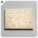アートパネル-Transmitting the Spirit, Revealing Form of Things: Picture Album of Drawings at One Stroke - 葛飾 北斎 Canvas.