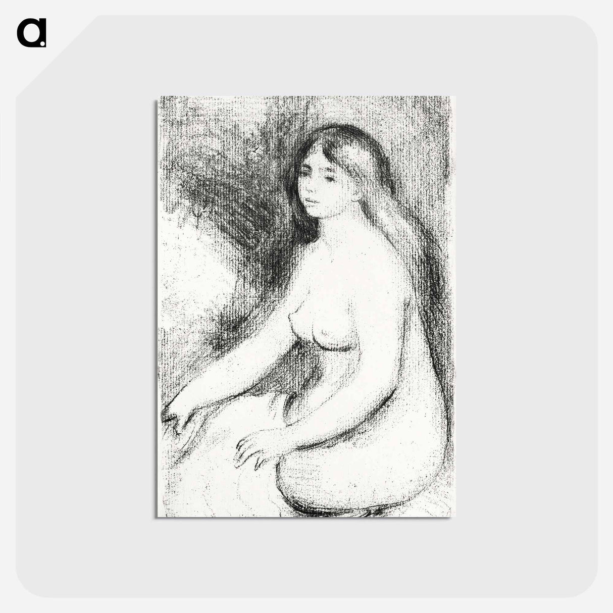 アートポストカード-Seated Bather - ピエール オーギュスト ルノワール Postcard.