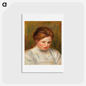 アートポストカード-Head (Tête); also called Etude de brodeuse - ピエール オーギュスト ルノワール Postcard.