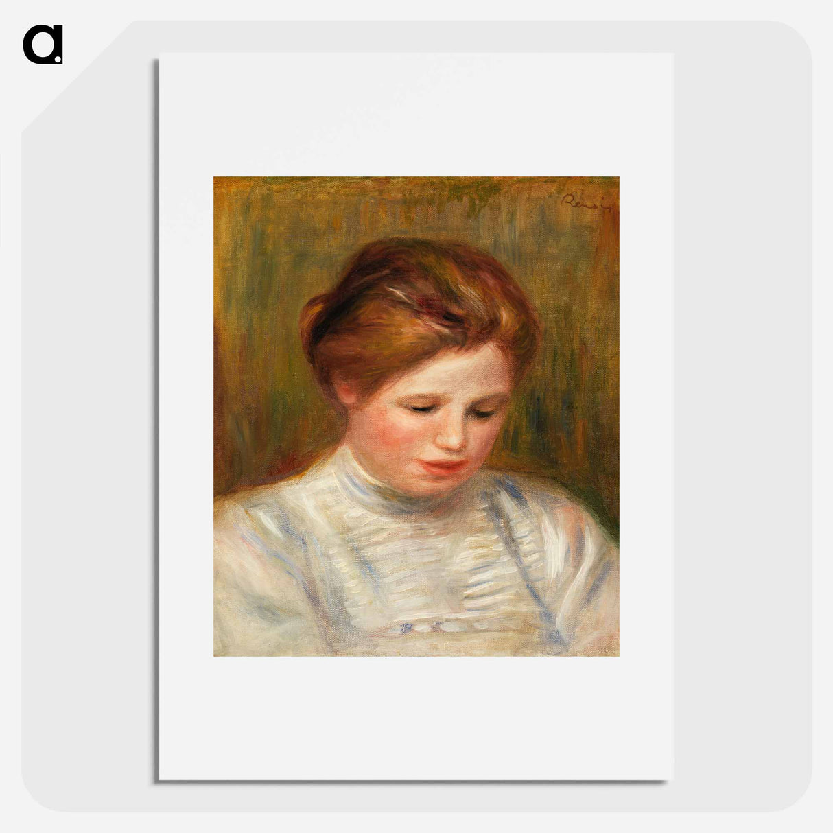 Head (Tête); also called Etude de brodeuse - Pierre Auguste Renoir Poster.