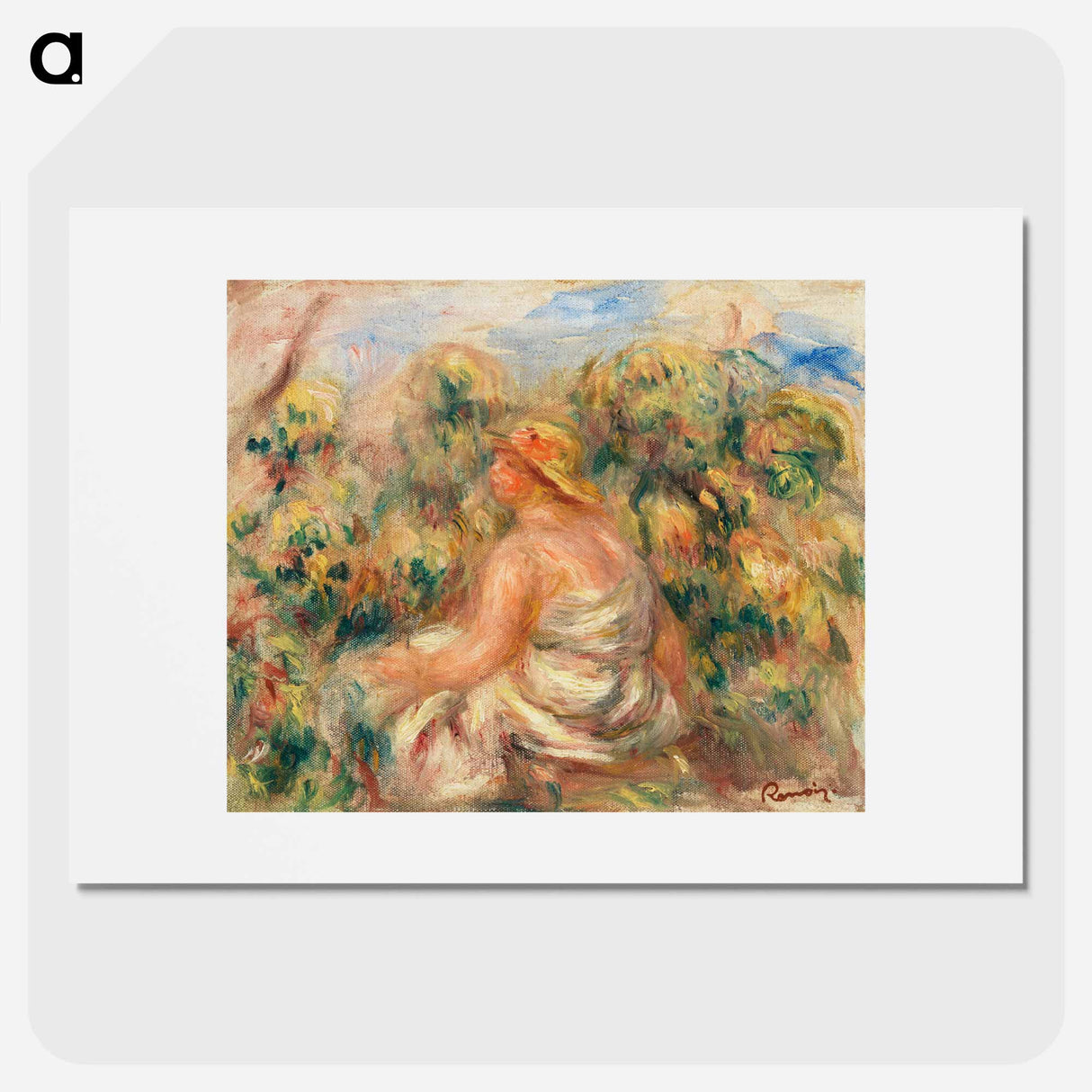 Woman with Hat in a Landscape - Pierre-Auguste Renoir Poster.