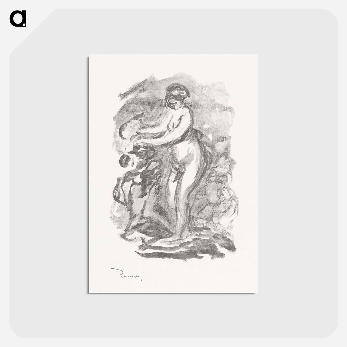 アートポストカード-Woman with Grapevine - ピエール オーギュスト ルノワール Postcard.