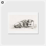 アートポストカード-Lying cow - ジャン ベルナール Postcard.