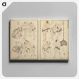 アートパネル-Random sketches by Hokusai volumes 1 to 11 - 葛飾 北斎 Canvas.
