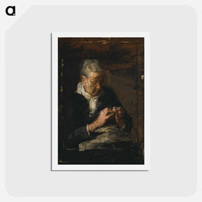 アートポストカード-Woman Knitting - トーマス エイキンズ Postcard.