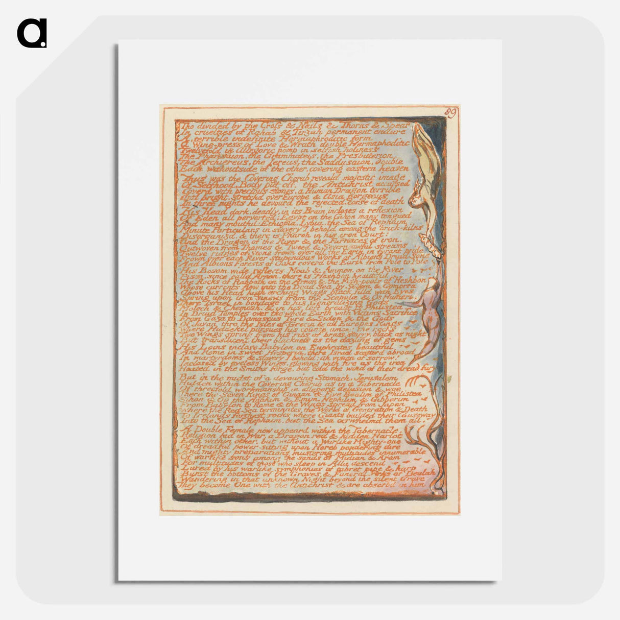 アートポスター-Jerusalem, Plate 89, "Tho divided by the Cross...." - ウィリアム ブレイク Poster.