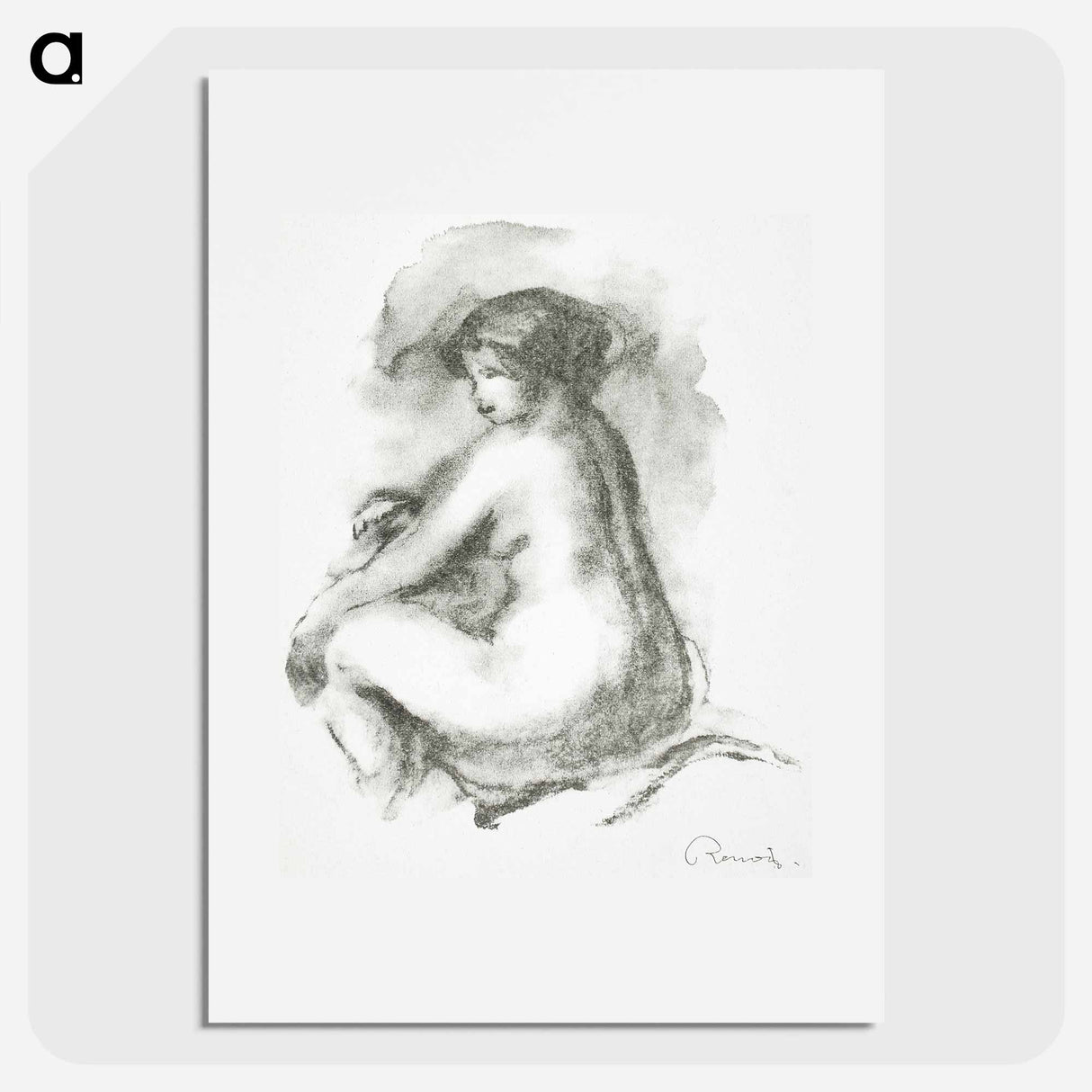 アートポスター-Étude de Femme nue, assise - ピエール オーギュスト ルノワール Poster.