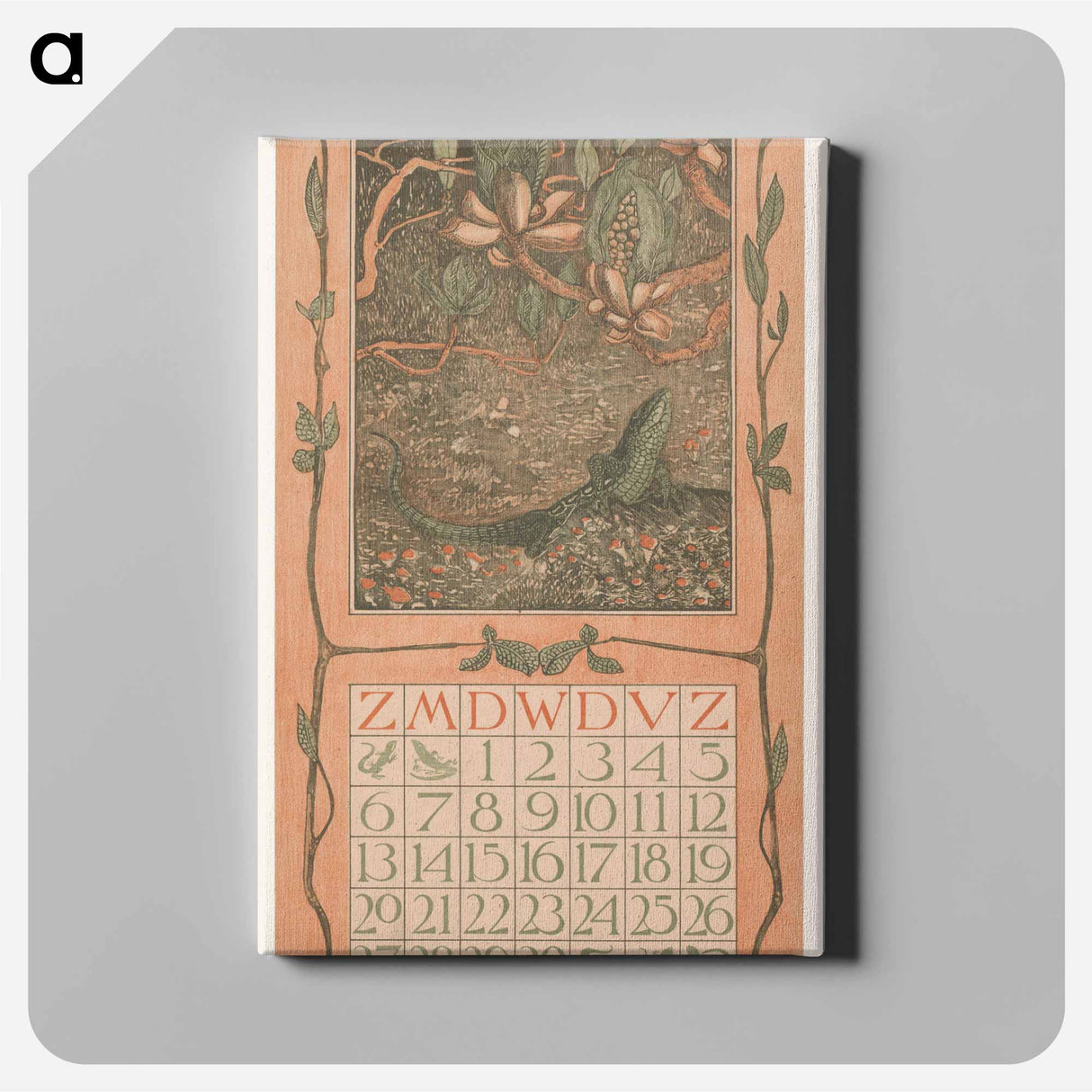 Kalenderblad april met een hagedis - テオ ヴァン ホイテマ Canvas.