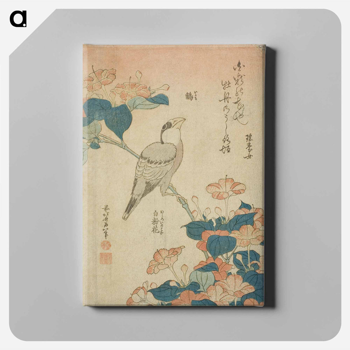 アートパネル-Hokusai's Grosbeak and mirabilis - 葛飾 北斎 Canvas.