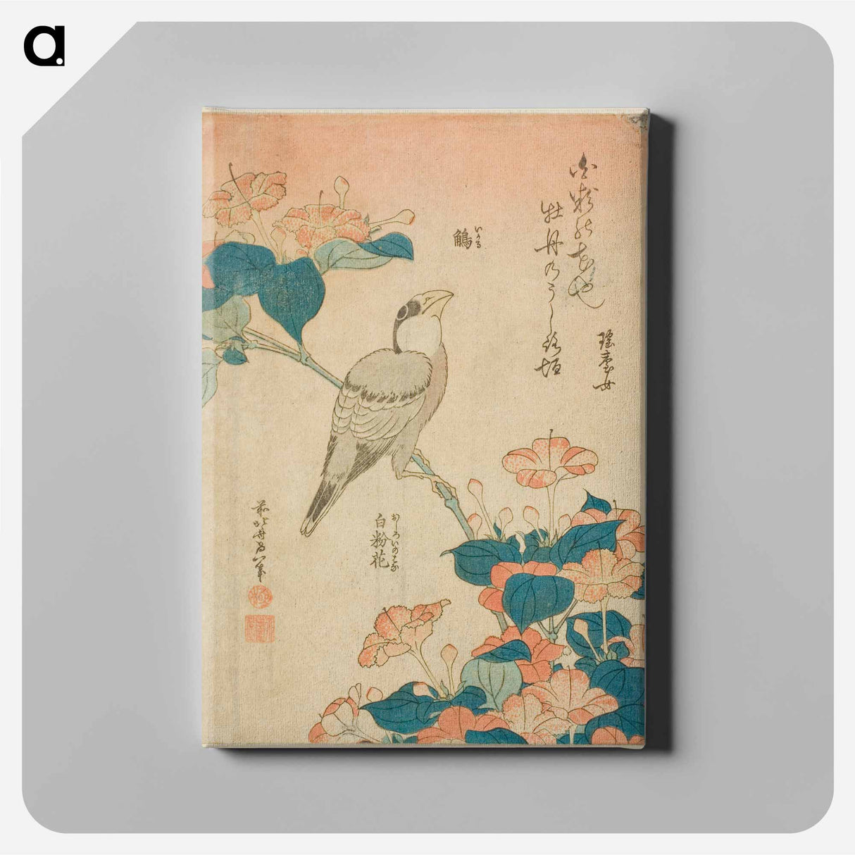 Hokusai's Grosbeak and mirabilis - Katsushika Hokusai Canvas.