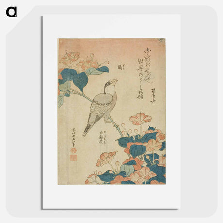 アートポスター-Hokusai's Grosbeak and mirabilis - 葛飾 北斎 Poster.