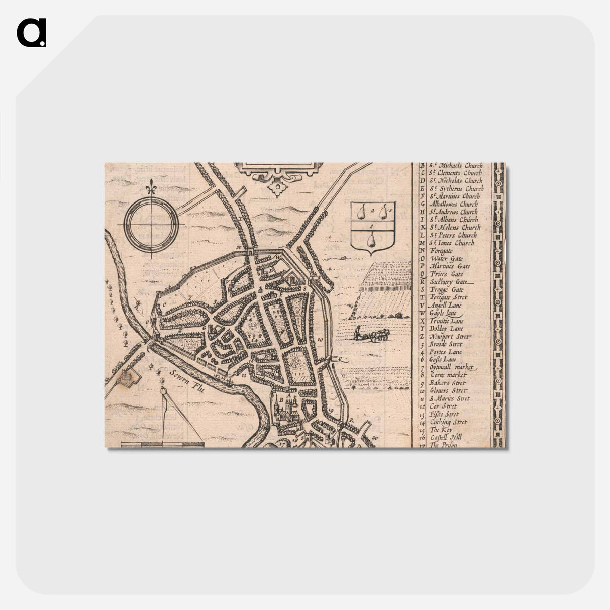 アートポストカード-Map of Worcester
 - イェール大学アートギャラリー Postcard.