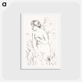 アートポストカード-Baigneuse debout, à mi-jambes (Standing Bather, Down to the Knees) - ピエール オーギュスト ルノワール Postcard.