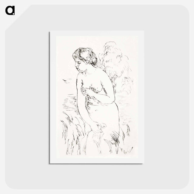 アートポストカード-Baigneuse debout, à mi-jambes (Standing Bather, Down to the Knees) - ピエール オーギュスト ルノワール Postcard.