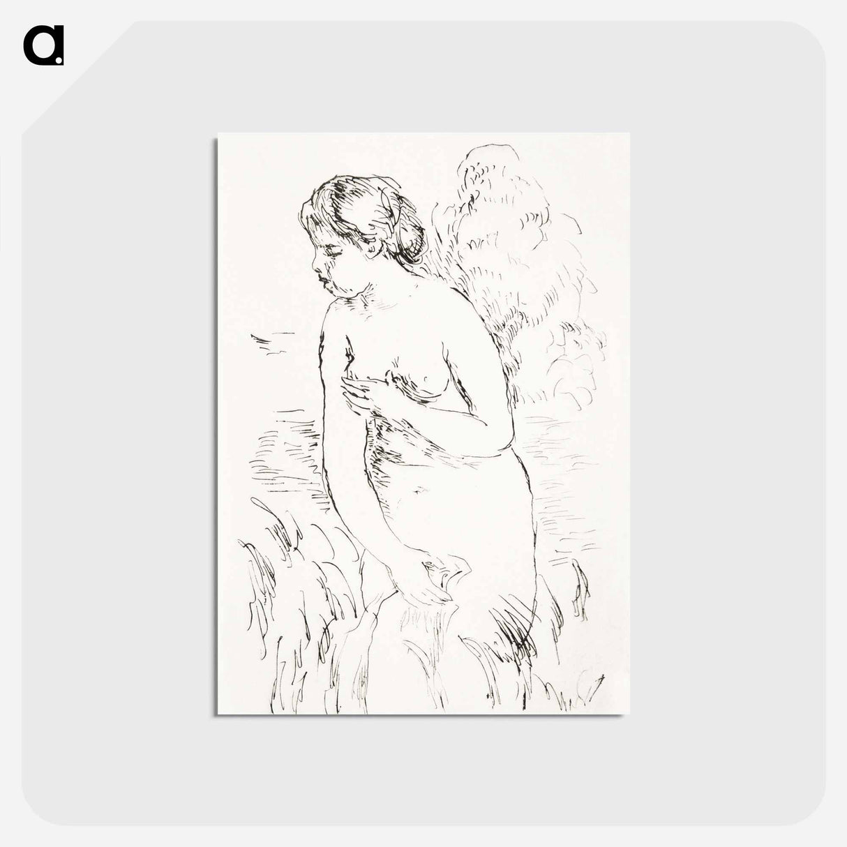 アートポストカード-Baigneuse debout, à mi-jambes (Standing Bather, Down to the Knees) - ピエール オーギュスト ルノワール Postcard.