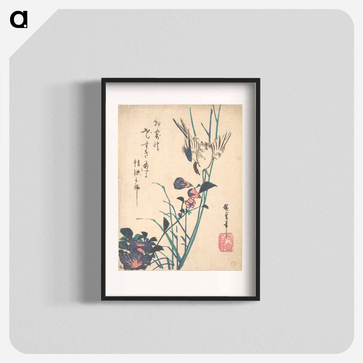 アートポスター-Large-Flowered Flat Bill and Sparrow
 - 歌川 広重 Poster.