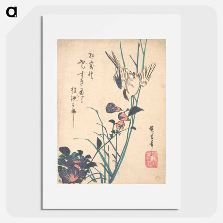 アートポスター-Large-Flowered Flat Bill and Sparrow
 - 歌川 広重 Poster.