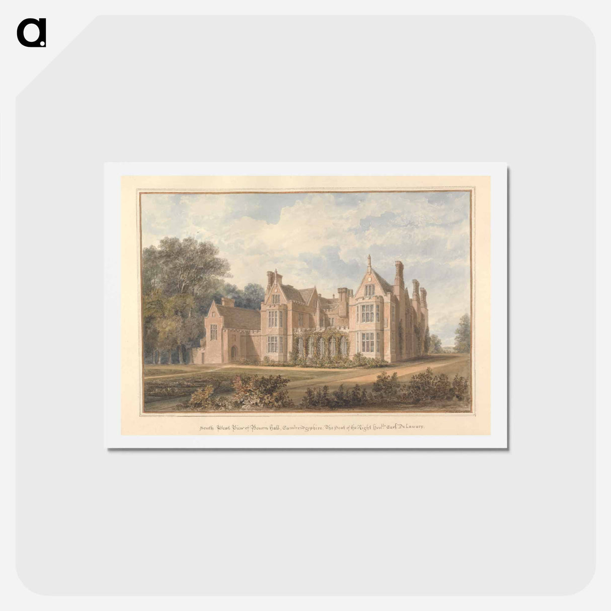 アートポストカード-South West View of Bourn Hall, Cambridgeshire; the Seat of the Right hon'ble, Earl Delawarr
 - イェール大学アートギャラリー Postcard.