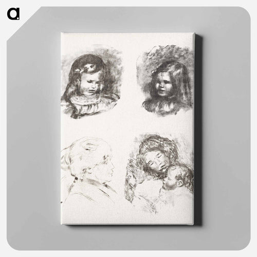 Lithograph of Claude Renoir, Head Lowered, Claude Renoir, Turned to the Left, Berthe Morisot, and Maternity, large plate - Pierre-Auguste Renoir Canvas.