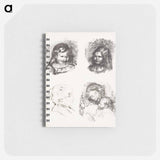 Lithograph of Claude Renoir, Head Lowered, Claude Renoir, Turned to the Left, Berthe Morisot, and Maternity, large plate - ピエール オーギュスト ルノワール Memo.