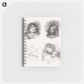 アートメモ帳-Lithograph of Claude Renoir, Head Lowered, Claude Renoir, Turned to the Left, Berthe Morisot, and Maternity, large plate - ピエール オーギュスト ルノワール Memo.